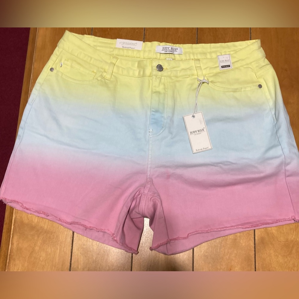 NWT Women's Judy Blue Size 3XL Ombre Pastel Denim Shorts - Picture 2 of 14